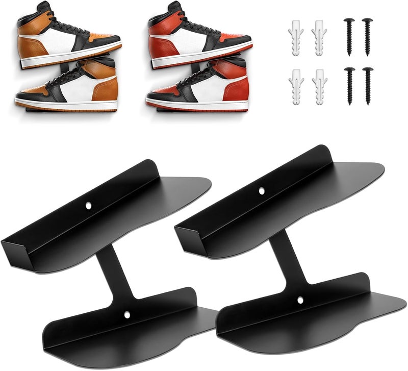 HANDSONIC 2 Pcs Floating Shoe Display Shelves, H-Type Sturdy Levitating Wall Shelf, Sneaker Holders for Shoe Collectors & Advertising Exhibition - Image 1
